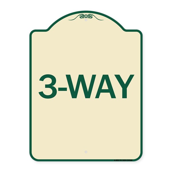 Designer Series Sign-3-Way, Tan & Green Heavy-Gauge Aluminum Sign, 24" x 18", TG-1824-24408